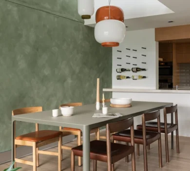 Modern open-concept living room and custom millwork in a luxury South Granville townhome renovation.