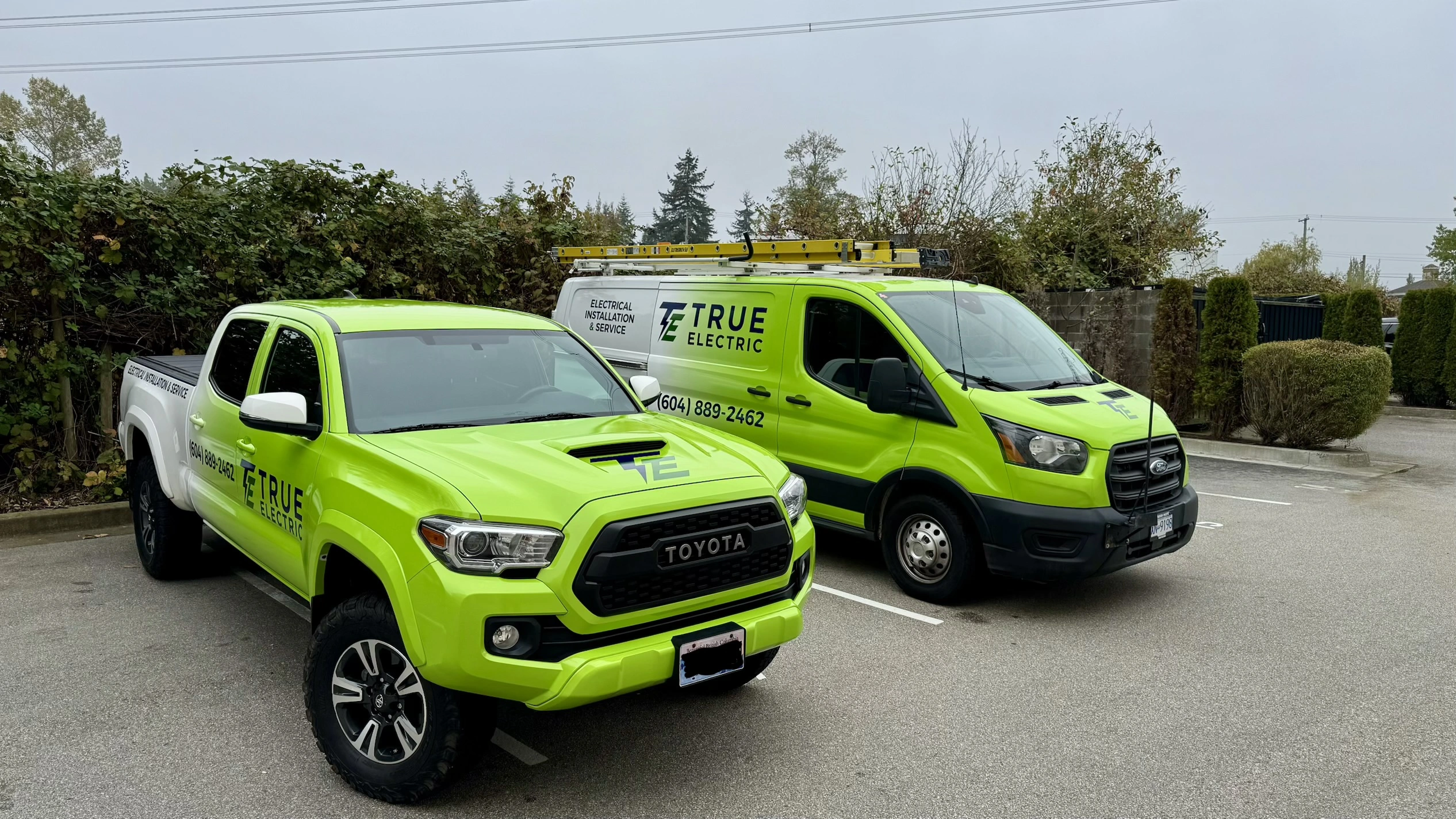 electrician service vehicles. True Electric south surrey